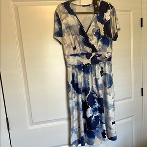 Elegant Blue and White Women's Dress